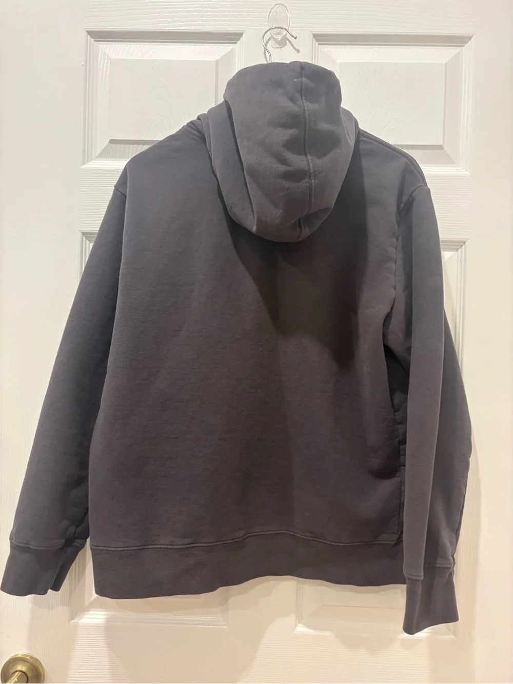 The North Face Men's Charcoal Hoodie with Blue Logo